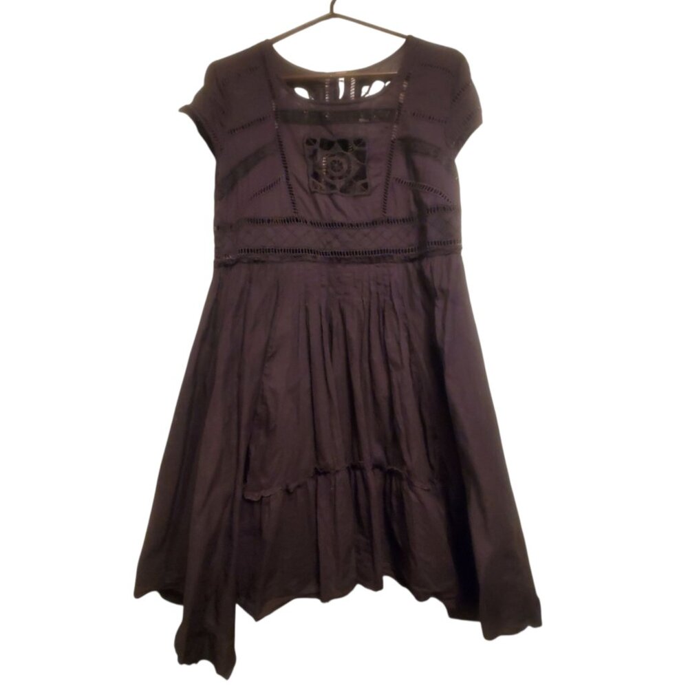 Free People Short Sleeved Black Dress With Cutouts